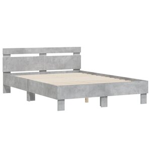 vidaXL Cadre de lit avec tête de lit gris béton 135x190 cm