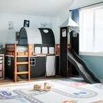 vidaXL Lit mezzanine enfants et tour blanc/noir 90x200 cm pin massif