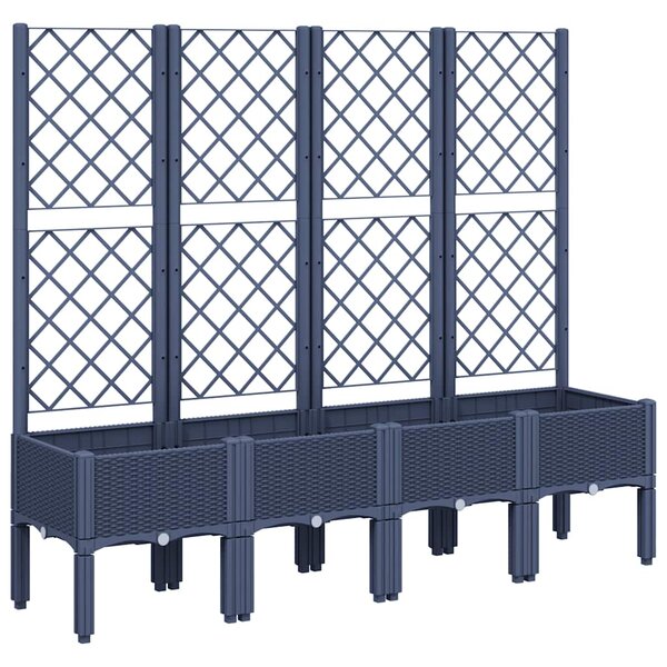 vidaXL Jardinière avec treillis bleu gris 160x40x142 cm PP