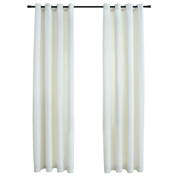 vidaXL Rideaux occultants avec anneaux 2 Pièces Velours Crème 140x175 cm