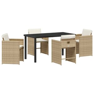 vidaXL Ensemble de salle à manger pour jardin 5 Pièces Beige polyrotin