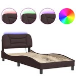vidaXL Cadre de lit avec lumières LED marron foncé 90x200 cm tissu