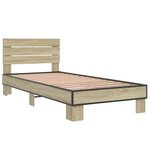 vidaXL Cadre de lit chêne sonoma 90x200 cm bois d'ingénierie et métal