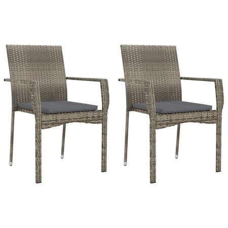 vidaXL Chaises de jardin avec coussins lot de 2 Résine tressée Gris