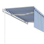vidaXL Auvent rétractable automatique avec store 3x2 5 m Bleu et blanc
