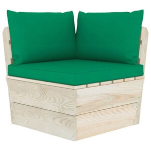 vidaXL Canapé d'angle palette de jardin avec coussins Épicéa imprégné