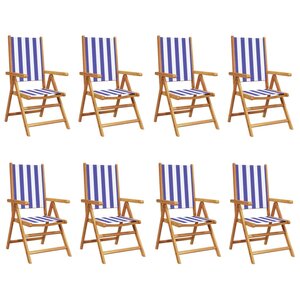 vidaXL Chaises inclinables de jardin lot de 8 tissu et bois massif