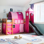 vidaXL Lit mezzanine enfants avec tour rose 80x200cm bois pin massif