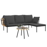 vidaXL Salon de jardin 3 Pièces avec coussins gris foncé résine tressée
