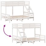 vidaXL Lit superposé 90x200/140x200 cm blanc bois de pin massif
