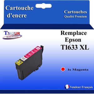 T3AZUR- Cartouche Compatible avec Epson 16XL 16 XL remplace Epson Workforce WF-2630WF WF-2650DWF WF-2660DWF WF-2750DWF WF-2760DWF Magenta
