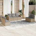 vidaXL Salon de jardin avec coussins 7Pièces mélange beige résine tressée