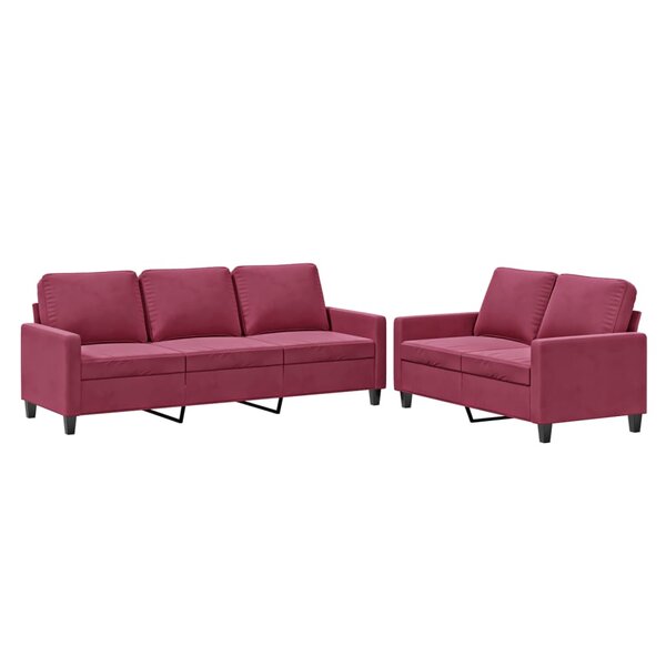 vidaXL Ensemble de canapés 2 Pièces avec coussins Rouge bordeaux Velours