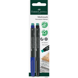 Blister Feutres Multimark perm. F noir+bleu 2x x 10 FABER-CASTELL