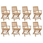 vidaXL Chaises pliables d'extérieur avec coussins 8 Pièces Bois d'acacia