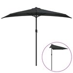 vidaXL Parasol de balcon avec mât en aluminium Noir 270x144x222cm Demi