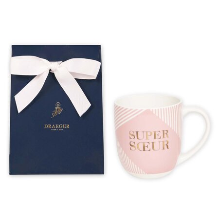 Kit Mug personnalisé avec Sac Cadeau - Plusieurs Styles - Super sœur - Draeger