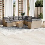 vidaXL Salon de jardin et coussins 12 Pièces mélange beige résine tressée
