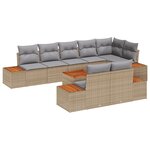 vidaXL Canapé de jardin 9 pièces avec coussins Beige Poly rotin Acacia