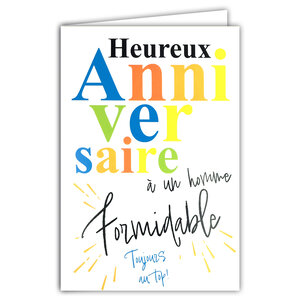 Carte FLUO Heureux Anniversaire à un HOMME Formidable avec Enveloppe 12x17,5cm