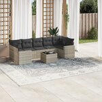 vidaXL Salon de jardin 8 Pièces avec coussins gris clair résine tressée