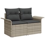 Ensemble de canapé de jardin 8 pièces avec coussins gris clair en rotin poly