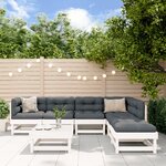 vidaXL Salon de jardin 7 Pièces avec coussins blanc bois massif