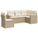 vidaXL Salon de jardin avec coussins 5 Pièces beige résine tressée