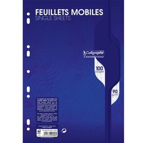 Feuillets mobiles s/film 21x29,7 100p séyès 90g blanc CALLIGRAPHE