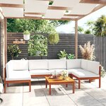 vidaXL Salon de jardin 7 Pièces avec coussins Crème Bois d'acacia solide