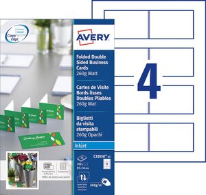 100 cartes de visite doubles - 260g/m² - 85 x 54 mm (pliée) - Bords lisses