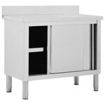 vidaXL Table de travail avec portes coulissantes 100x50x(95-97)cm Inox