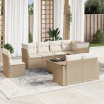 vidaXL Salon de jardin avec coussins 9 Pièces beige résine tressée