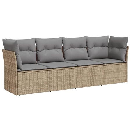 vidaXL Salon de jardin avec coussins 4 Pièces beige résine tressée