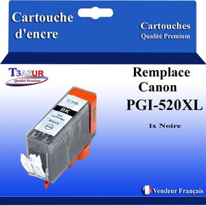 T3AZUR - Cartouche compatibles avec Canon PGI520 PGI-520 XL pour Canon Pixma iP3600 iP4600 iP4700 MP540 MP550 MP560 - Noire