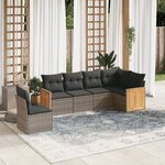 vidaXL Salon de jardin 6 Pièces avec coussins gris résine tressée