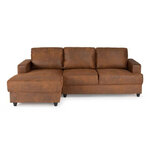 Canapé d'angle gauche 4 places contemporain - Tissu Marron vintage 215 x 140 cm