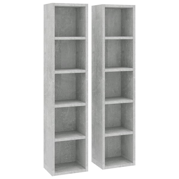 vidaXL Armoires à CD 2 Pièces Gris béton 21x16x93 5 cm Bois d'ingénierie