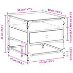vidaXL Table basse avec dessus en verre noir 50x50x45 cm acier
