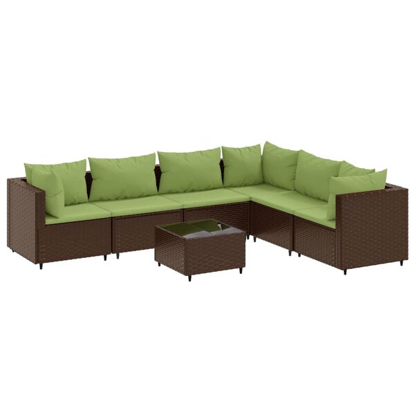 vidaXL Salon de jardin avec coussins 7 Pièces marron résine tressée