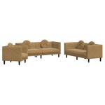 vidaXL Ensemble de canapés 3 Pièces avec coussins marron velours