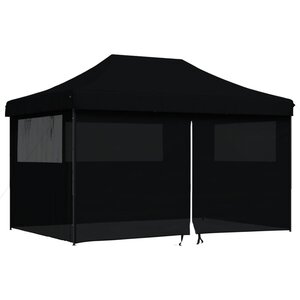 vidaXL Tente de réception pliable escamotable 4 parois latérales noir