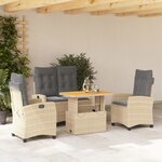 vidaXL Ensemble à manger de jardin coussins 4 Pièces beige résine tressée