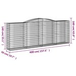 vidaXL Paniers à gabions arqués 2 Pièces 400x50x140/160 cm Fer galvanisé