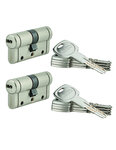 THIRARD - Lot de 2 cylindres Trafic 12  30x30mm  nickel  anti-arrachement  anti-perçage  anti-casse  10 clés
