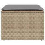 vidaXL Tabouret de jardin avec coussin beige 55x55x37cm résine tressée