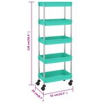 vidaXL Chariot de cuisine 5 niveaux Turquoise 42x29x128 cm Fer et ABS