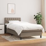 vidaXL Sommier à lattes de lit avec matelas Taupe 90x200 cm Tissu