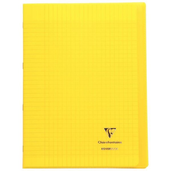 Cahier KOVERBOOK piqûre 96 pages seyès 90 g  couverture pp avec protège-cahier rabat jaune  21 x 29 7 cm CLAIREFONTAINE