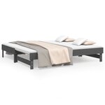 vidaXL Lit coulissant Gris 2x(90x190) cm Bois de pin massif